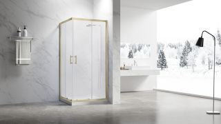 Душевой уголок Veconi Rovigo RV-27G, 1200x900x1900, золото брашинг, прозрачное стекло